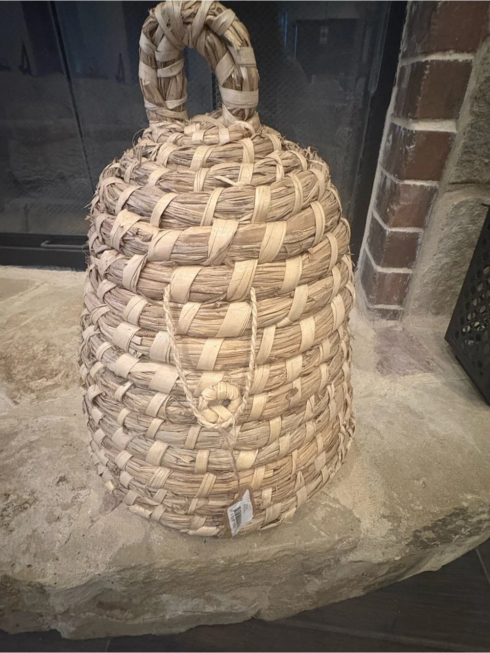 Large Rustic Woven Lidded Basket | Bee Skep Style | Boho Farmhouse Storage Decor